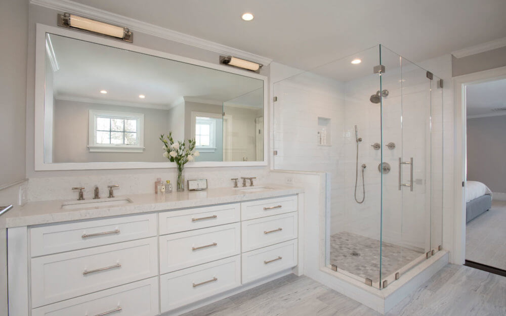 Bathroom Remodel with glass shower enclosure