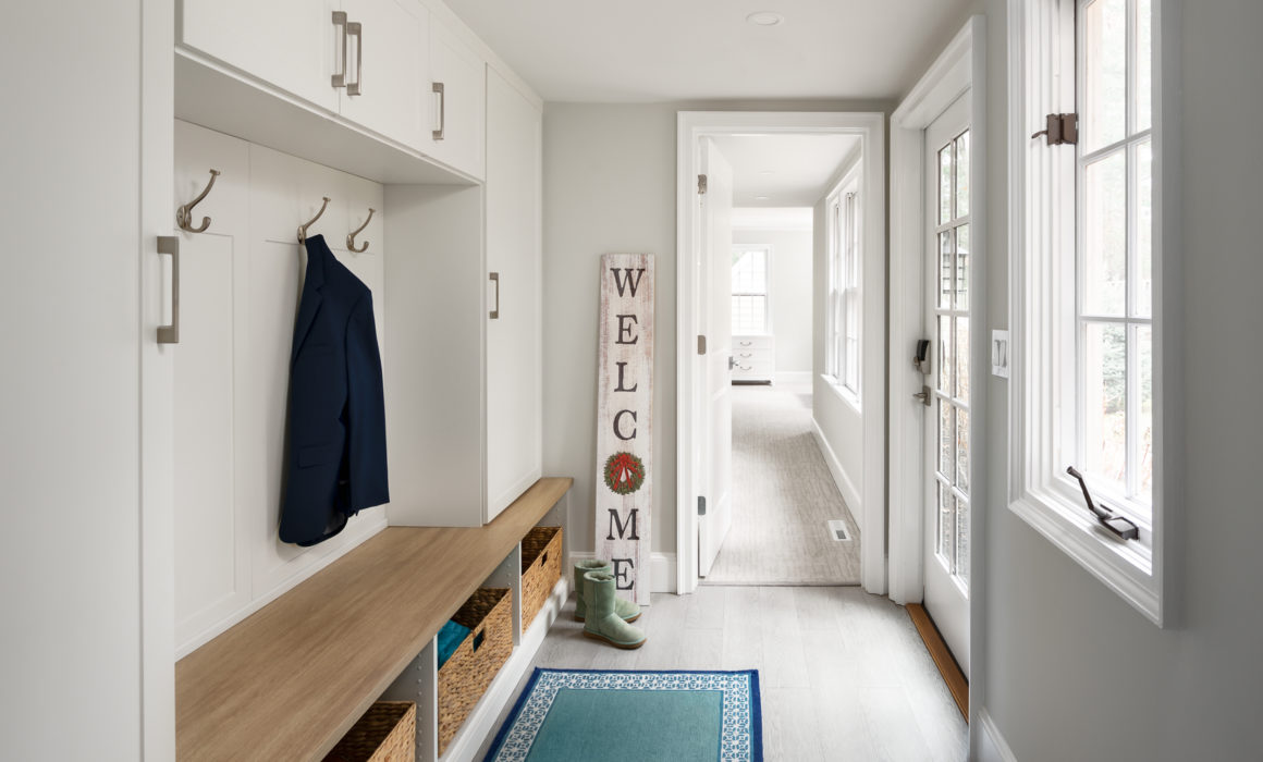 primary suite remodel mudroom and hallway